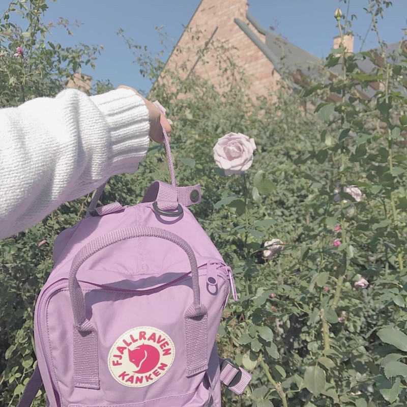 Balo Kanken Size Đi Học Màu Tím Nhạt Thêu Tay