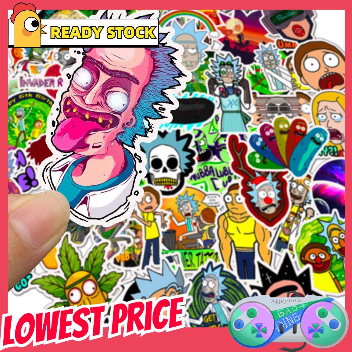 Sticker Hoạt Hình Rick And Morty Dán Laptop, Guitar