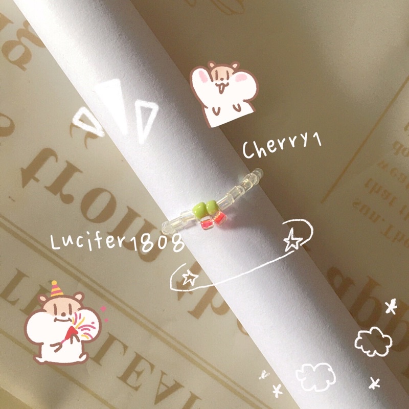 Nhẫn cherry hạt cườm siêu cute - Cherry Bead Ring