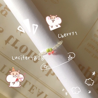 Nhẫn cherry hạt cườm siêu cute - Cherry Bead Ring