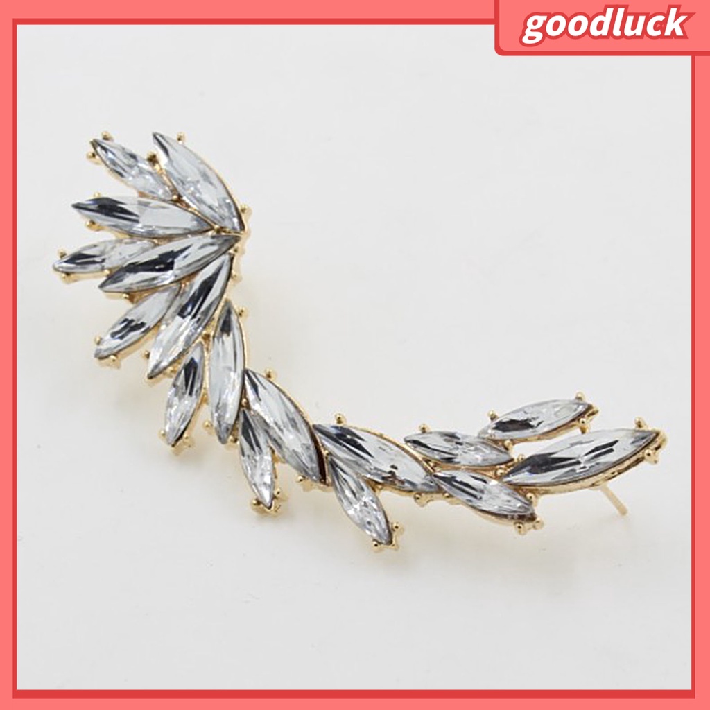 Goodluck| Bông Tai Đeo Vành Tai Hình Chiếc Lá Đính Đá Kiểu Boho Dài 1 Cái