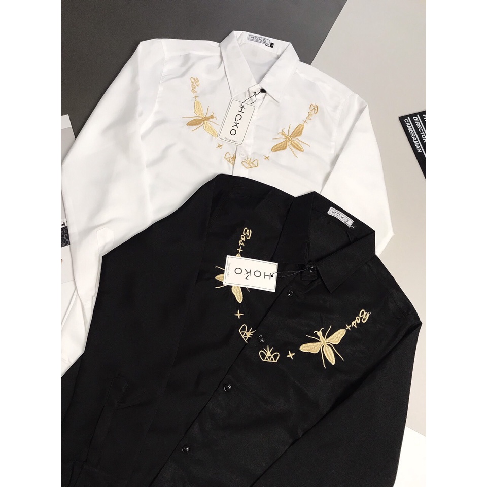 Áo sơ mi nam dài tay họa tiết thêu cao cấp