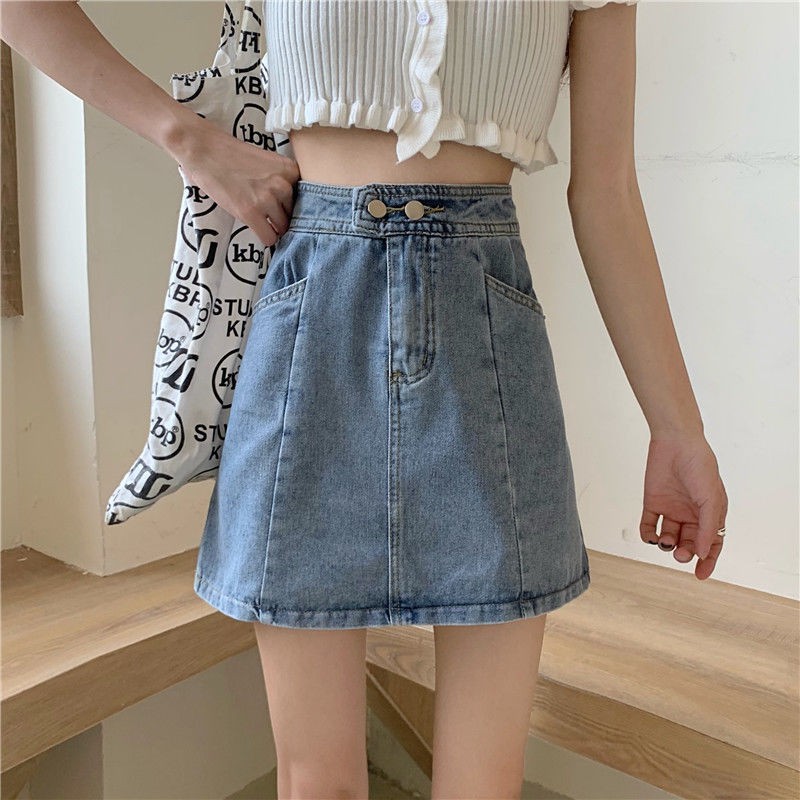 Chân Váy Jean Chữ A Lưng Cao Thời Trang Hàn Quốc Cho Nữ | BigBuy360 - bigbuy360.vn