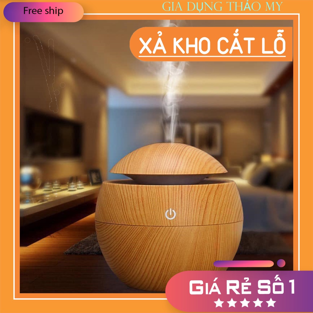 Máy xông tinh dầu vân gỗ - Giao màu ngẫu nhiên -Tinh dầu