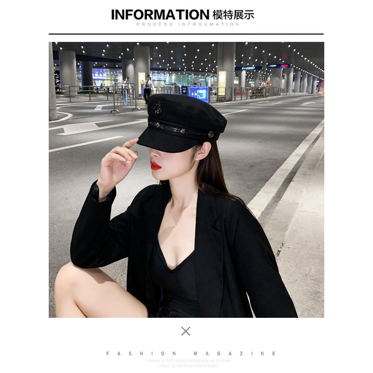 Mũ beret vải len phong cách retro thời trang cho nữ