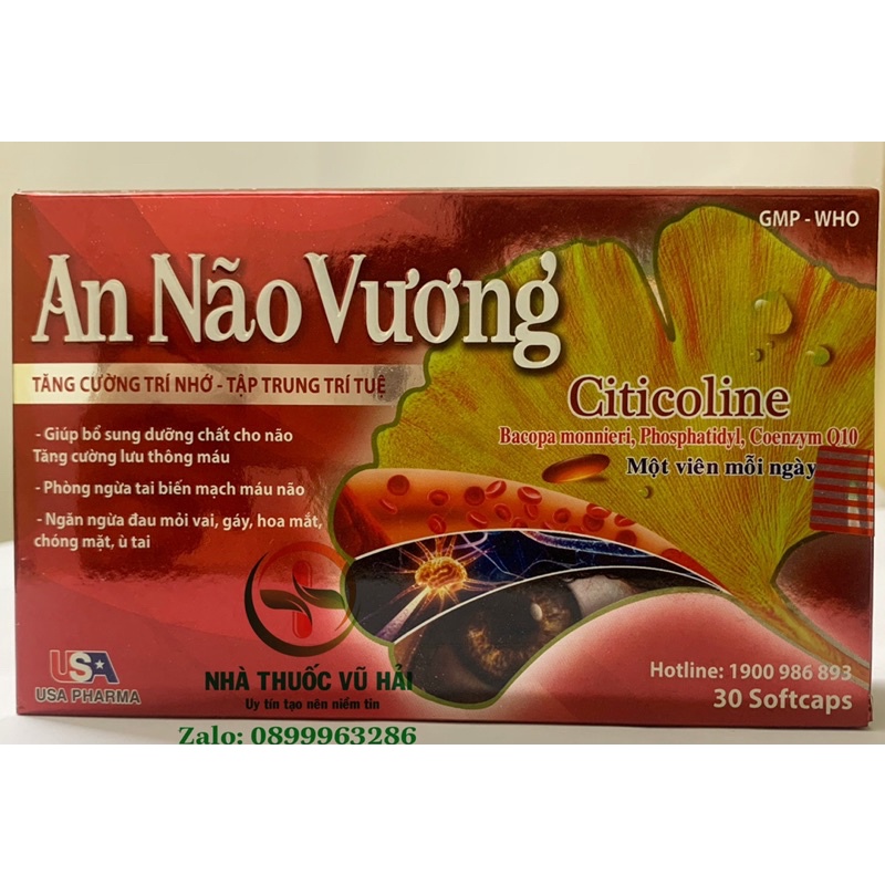 AN NÃO VƯƠNG HOẠT HUYẾT DƯỠNG NÃO TĂNG CƯỜNG TUẦN HOÀN MÁU NÃO NGĂN NGỪA TAI BIẾN MẠCH MÁU NÃO HỘP 30 VIÊN