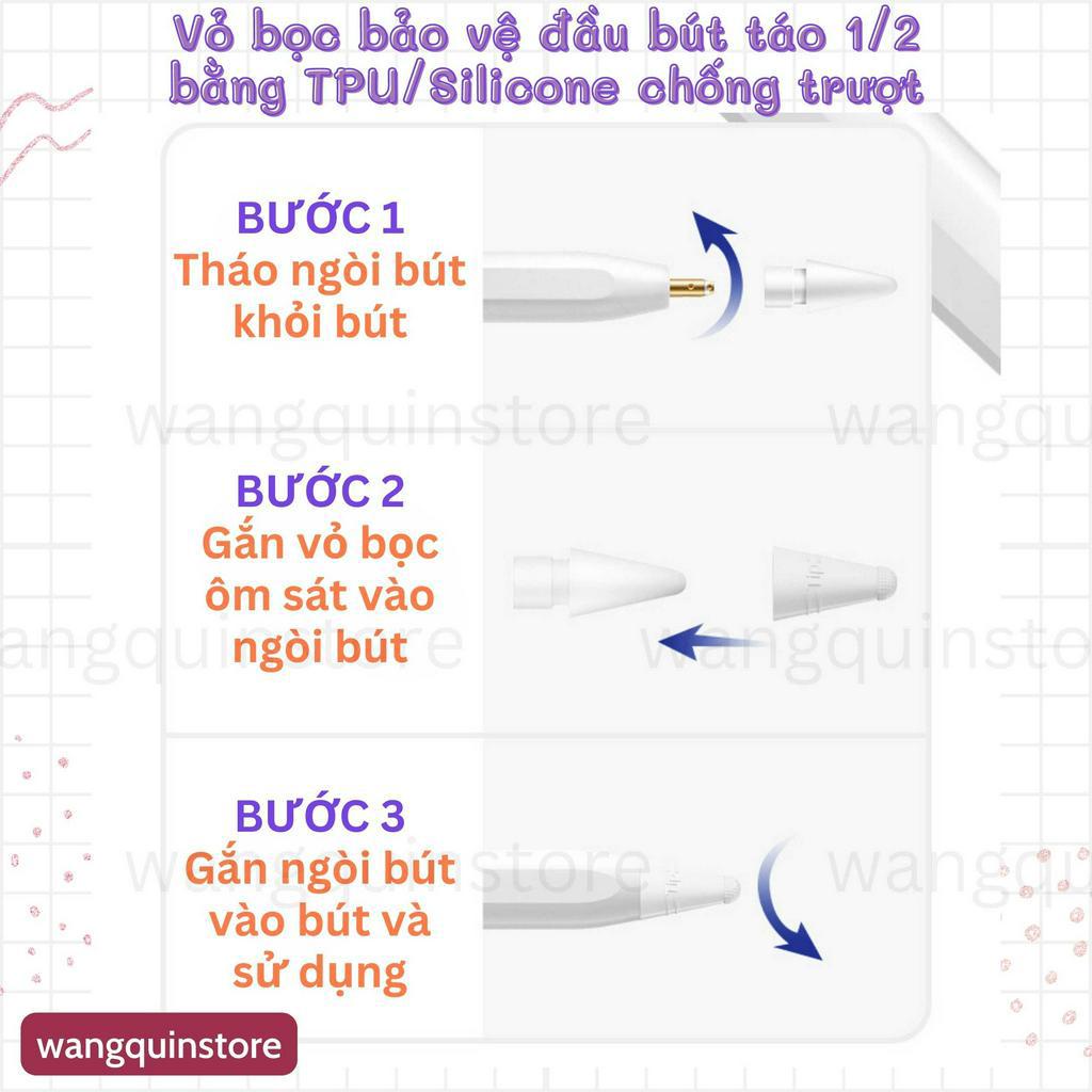 [Pentips] Vỏ bọc bảo vệ đầu ngòi bút TÁO Pencil 1 và 2 bằng TPU chống trượt đầu FIBER ốp silicone pencil