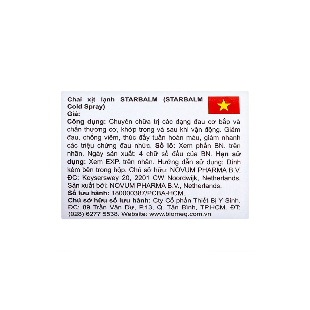 Chai xịt lạnh STARBALM 150m - Xịt giảm đau nhanh các chấn thương trong thể thao