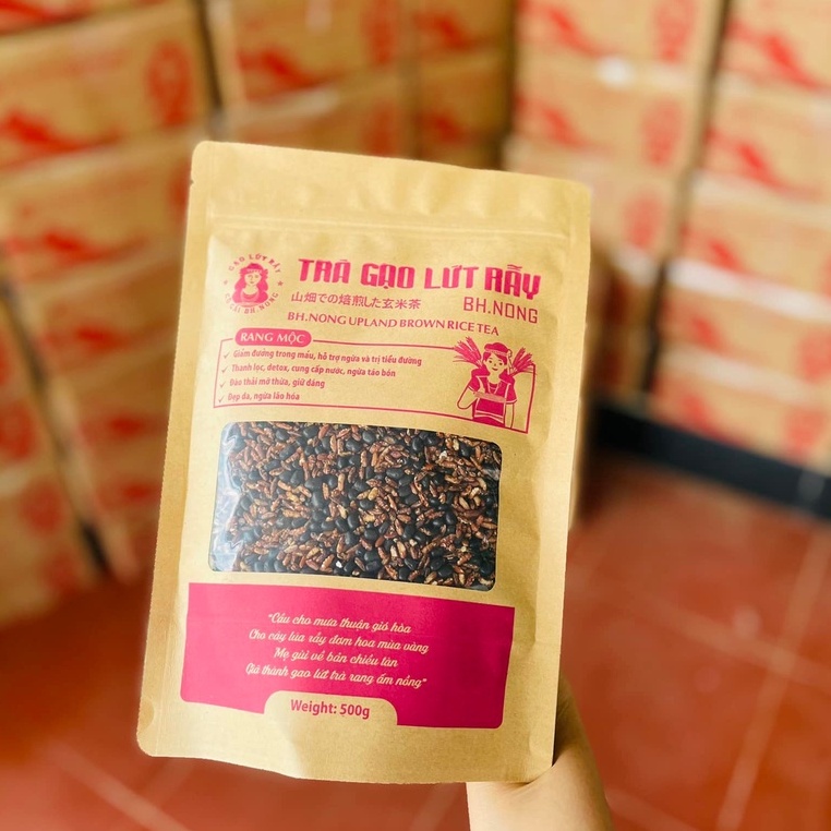 Trà Gạo Lứt Đỗ Đen Detox Thanh Lọc Cô Gái Bhnong, Trà Gạo Lứt Rang Tay Đóng Túi 500gr