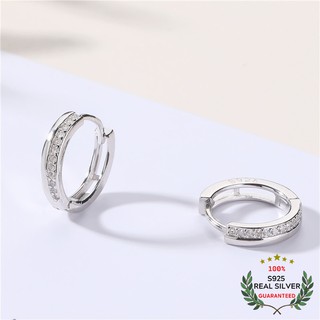 Bông Tai Bạc S925 Mini Classic Hoop Dạng Khoen Tròn Đính Đá Zircon Xinh Xắn | Khuyên Tai Nữ Trang Sức Bạc Dạng Khoen Bấm