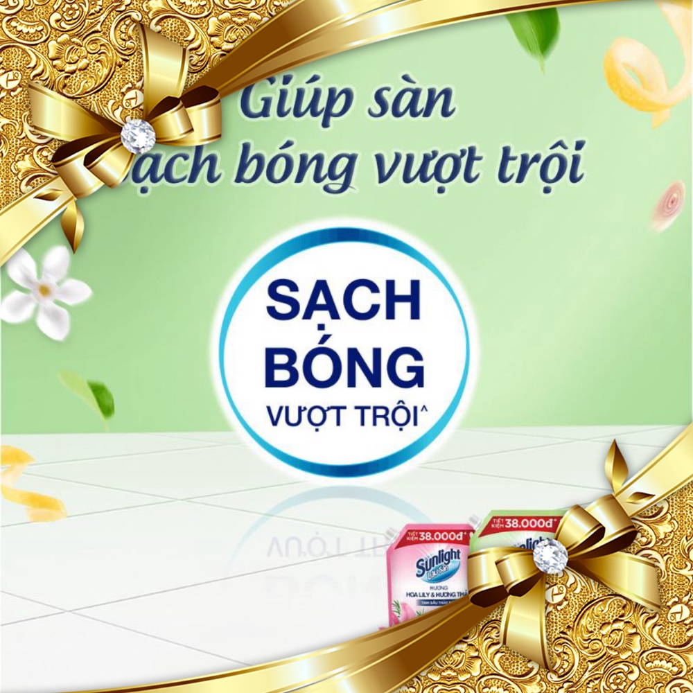 Nước Lau Nhà Sunlight Thảo Mộc Chanh YUZU và Xả Túi 3,4kg.