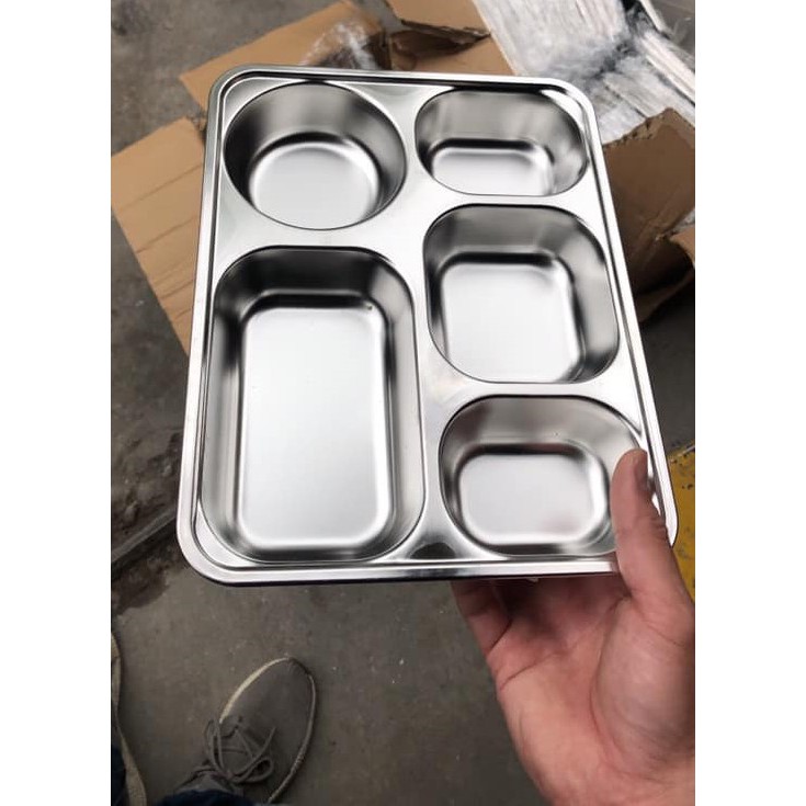 Khay cơm inox 5 ngăn TẶNG KÈM MUỖNG INOX | BigBuy360 - bigbuy360.vn