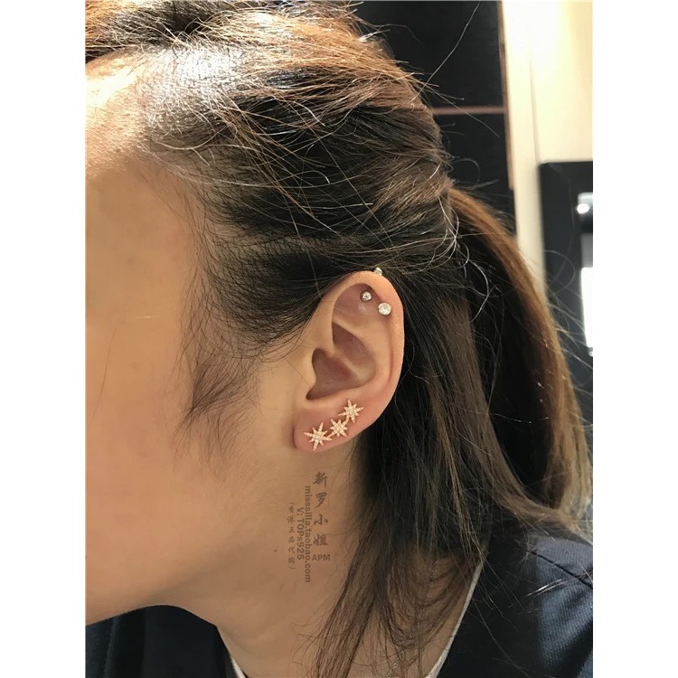 Bông Tai Mạ Bạc 925 Hình Ngôi Sao Năm Cánh