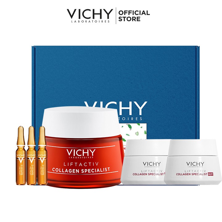 Bộ kem dưỡng hỗ trợ săn chắc, ngăn ngừa lão hóa và làm sáng da Vichy Liftactiv Collagen Specialist