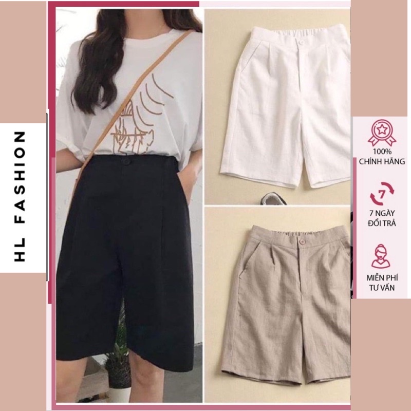 quần short nữ ống rộng, quẩn lửng nữ, quần lưng cao ống rộng dễ mặc, quần ngố chất đũi đẹp.