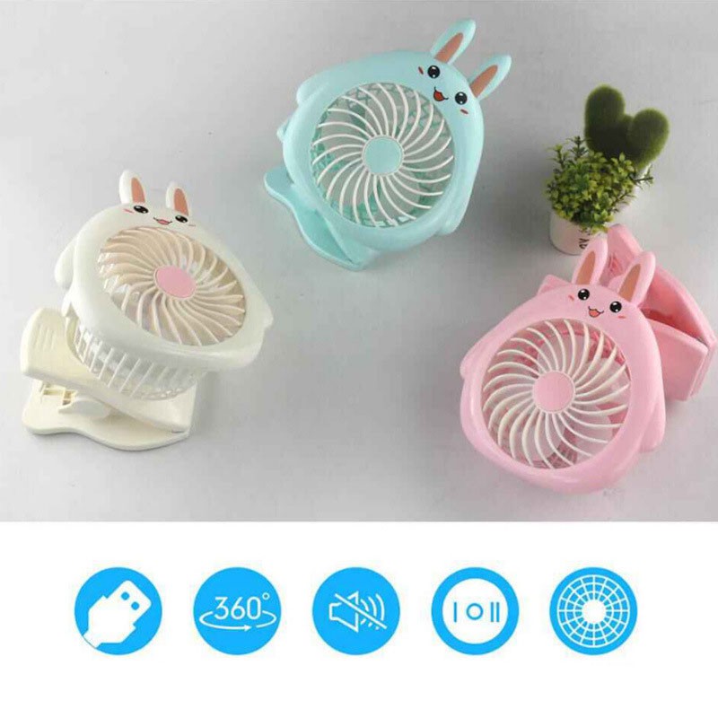 Quạt kẹp xe đẩy tích điện dành cho bé hình thú | BigBuy360 - bigbuy360.vn