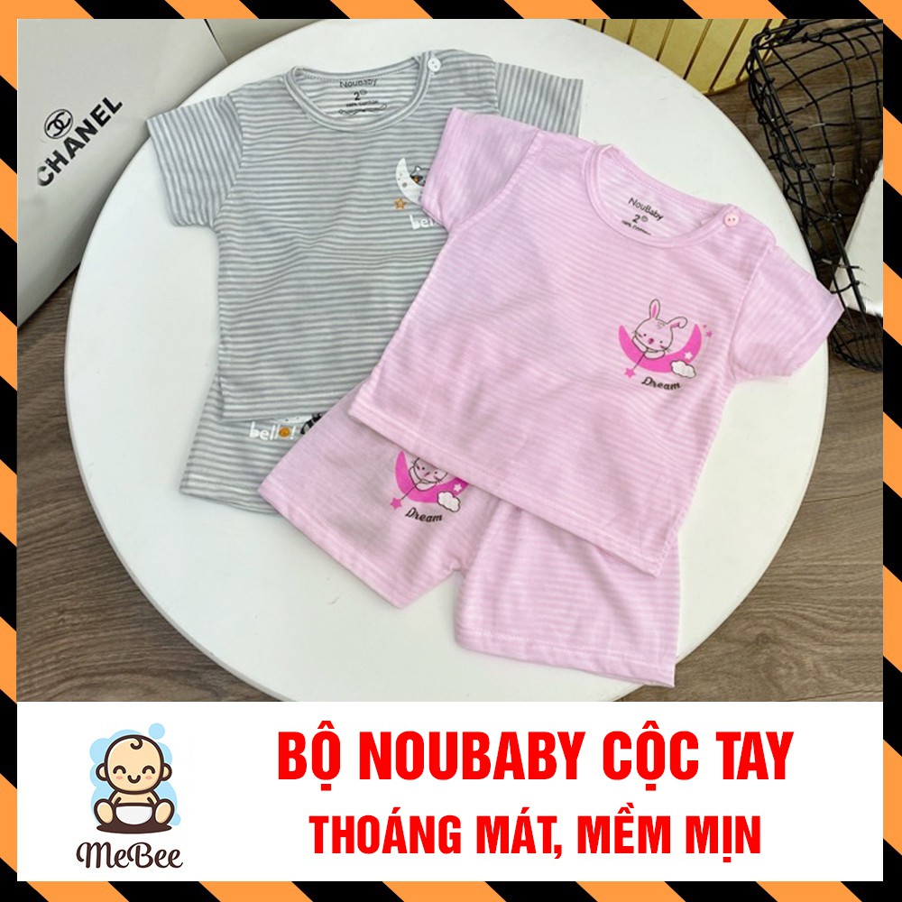 (4-6kg)Bộ quần áo Noubaby cộc tay (cài vai) kẻ ngang thoáng mát, cho bé