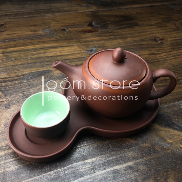 Ấm trà tử sa Bát Tràng độc ẩm có khay (nhiều dáng ấm) | BigBuy360 - bigbuy360.vn