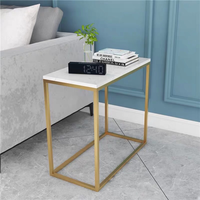 Kệ, bàn góc Sofa phòng khách 1 mặt đá cao cấp hình chữ nhật, khung chân kim loại bền chắc, hiện đại