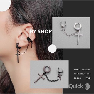 khuyên tai và kẹp vành tai titan thánh giá không gỉ nam nữ cá tính unisex bts