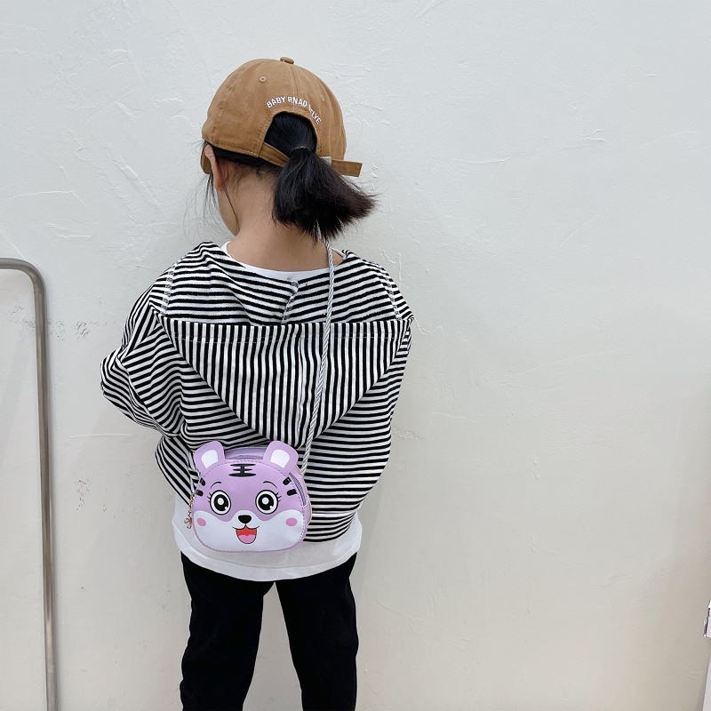 Seng Túi Đeo Chéo Vai Mini Họa Tiết Hổ Hoạt Hình Dễ Thương Tuyệt Vời Cho Bé Gái