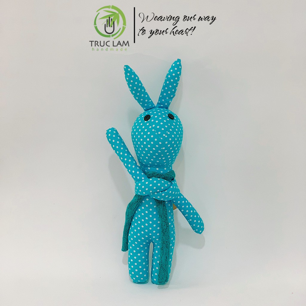 Đồ Chơi Cho Bé Thú Nhồi Bông Hình Con Thỏ Buộc Nơ Vải Hoa Bông Gòn Cao Cấp T3 – Trúc Lâm Handmade