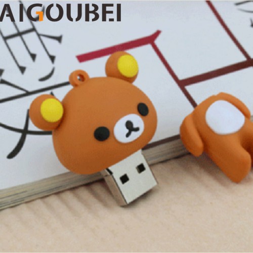 Thẻ Nhớ Usb 2.0 1gb 2gb 4gb 8gb 16gb 32gb 64gb Hình Chú Gấu Màu Nâu Và Đỏ