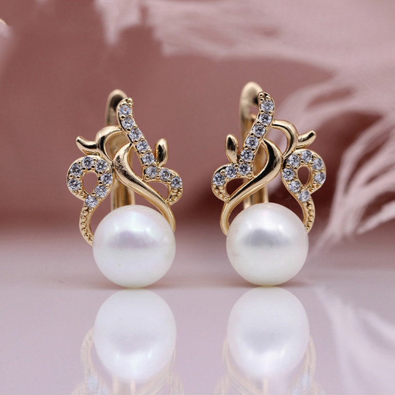 Hoa Tai Dáng Dài Hình Vỏ Sò Phối Ngọc Trai Thanh Lịch