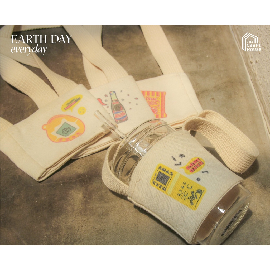 Quai Vải Canvas Đựng Bình Nước Thiết Kế Dễ Thương The Craft House