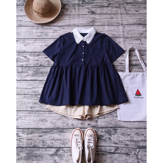 Thanh lý babydoll cổ phối ren new mới giật tag