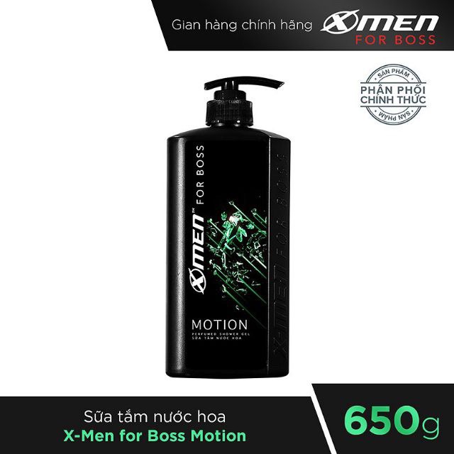 Combo Tắm + Dầu gội nước hoa X-men Boss Motion chai 650g
