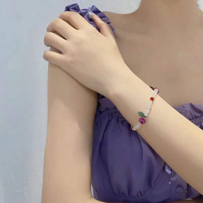 Vòng đeo tay kéo dài Hình dạng trái cây pha lê dễ thương Vòng tay đính cườm Vòng tay nữ thời trang Hàn Quốc