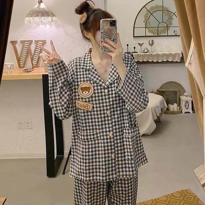 Bộ pijama thu đông tay dài hoạ tiết trẻ trung | BigBuy360 - bigbuy360.vn