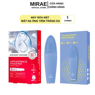 Combo Máy rửa mặt - Mặt nạ ống tiêm Mirae 8 phút trắng da cấp tốc cải thiện da khô mang lại làn da căng mịn 20g/miếng