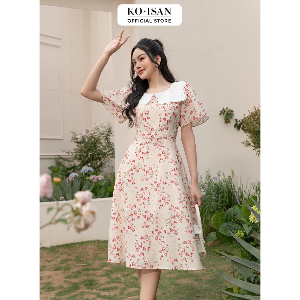 [Mã BMBAU50 giảm đến 50K đơn 99K] Váy hoa nhí tiểu thư vintage thiết kế tay nhún công chúa KOISAN 22056687 | BigBuy360 - bigbuy360.vn