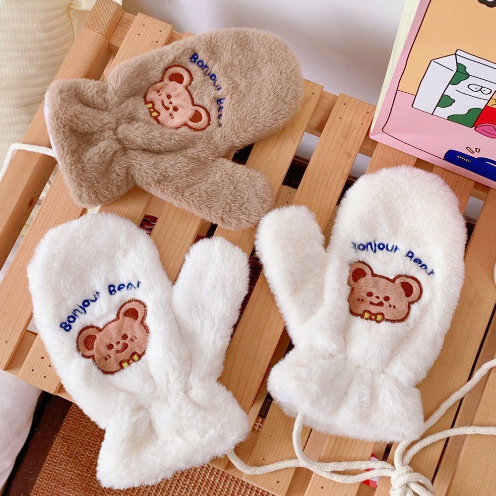 Găng Tay Bông In Chữ / Thỏ Dễ Thương Thời Trang Mùa Đông Cho Nữ