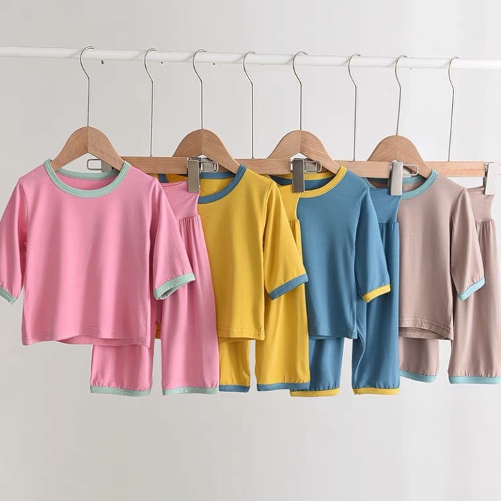 Bộ Quần Áo Trẻ Em AF KID Lửng Trơn Nhiều Màu Cho Bé Chất Thun Lạnh Siêu Mềm Mịn Mát