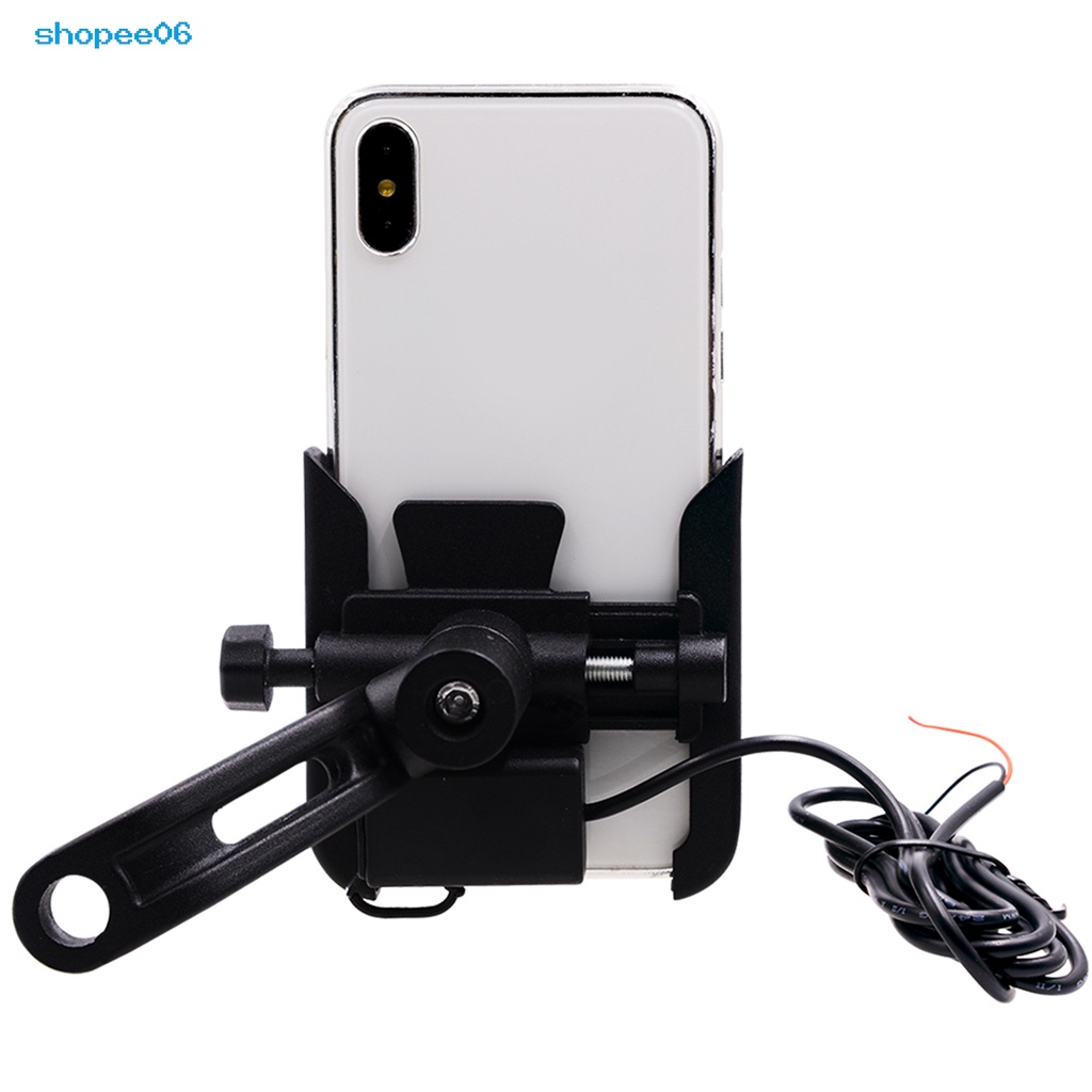 Giá đỡ điện thoại xoay 360 độ kèm sạc USB tiện dụng cho xe máy/ xe đạp