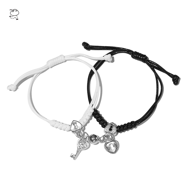 Set 2 Vòng Tay Bện Dây Có Khóa Nam Châm Cho Cặp Đôi