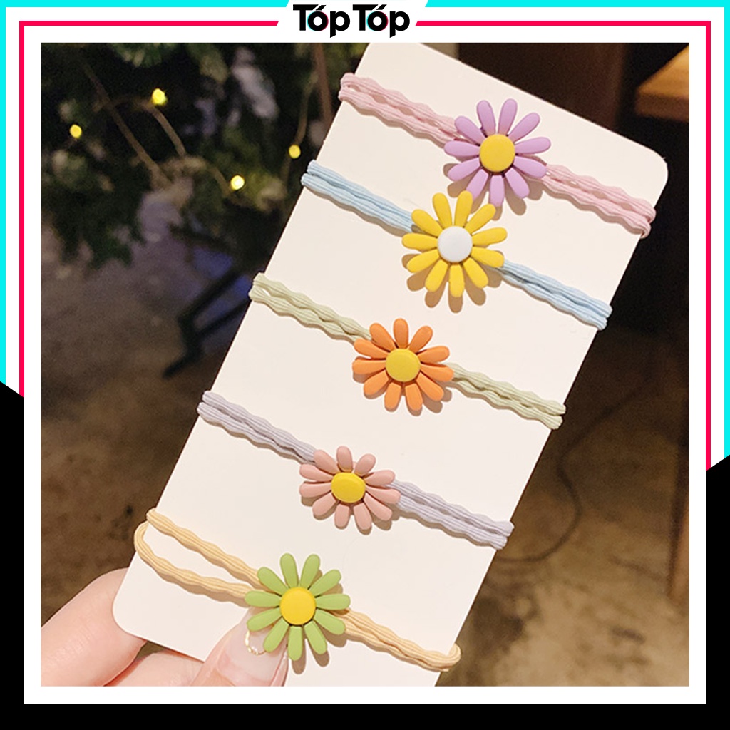 Dây buộc tóc hoa cúc nhí Hàn Quốc, dây chun đôi cực bền co giãn thoải mái đủ màu sắc