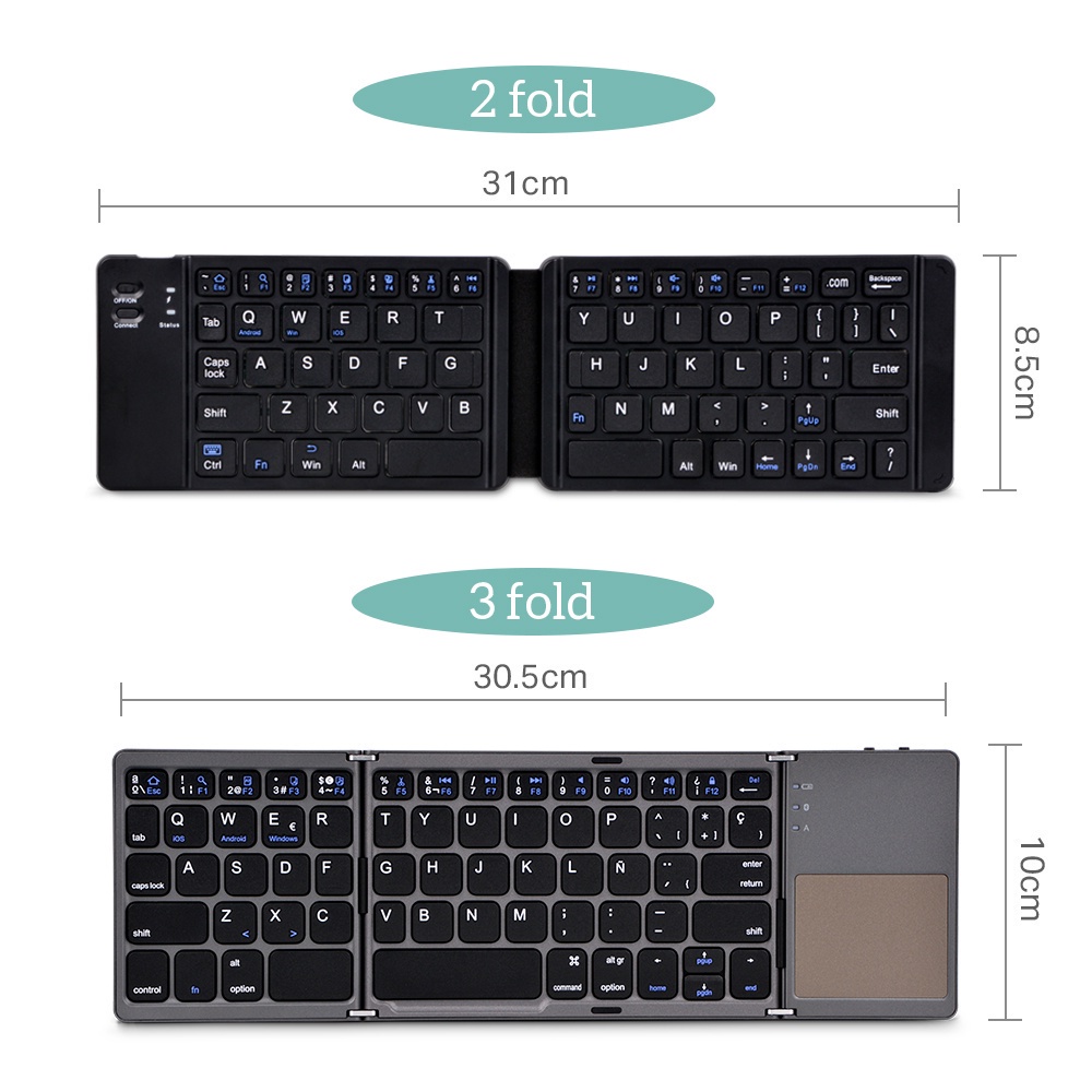 Bàn phím bluetooth không dây có thể gập lại mini di động cho máy tính bảng điện thoại ipad