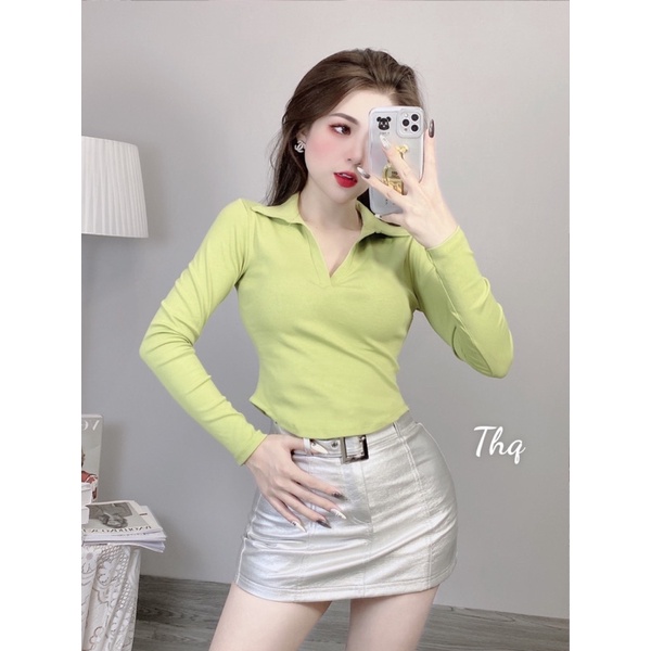Áo croptop cổ bẻ đuôi tôm hot hít