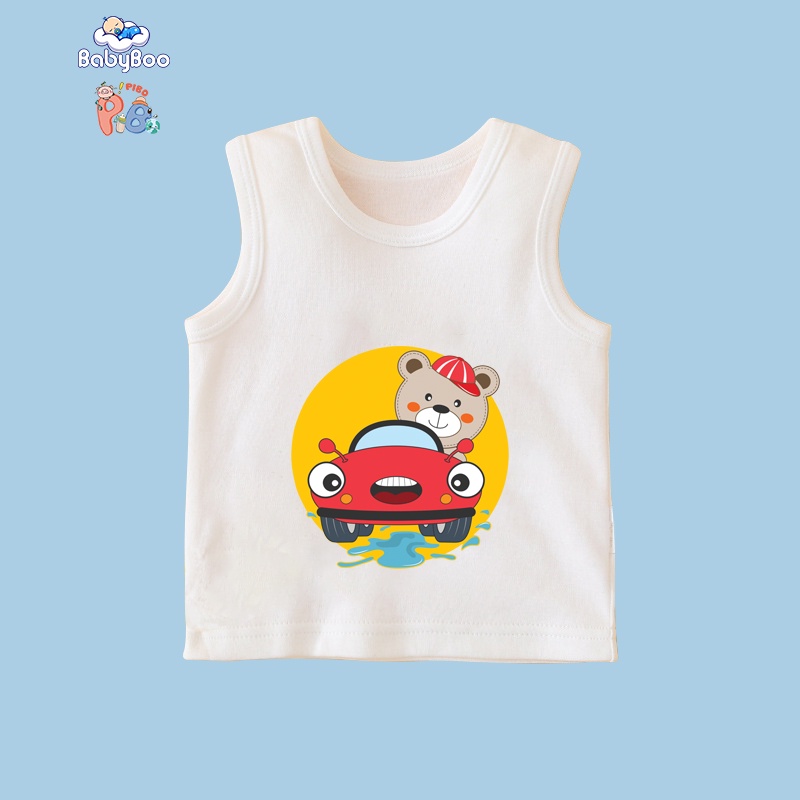 Áo Thun Bé Trai Bé Gái Ba Lỗ Chất Cotton Thoáng Mát Thấm Hút Mồ Hôi Tốt Hình Nghiêng- BabyBoo - PiBo Store