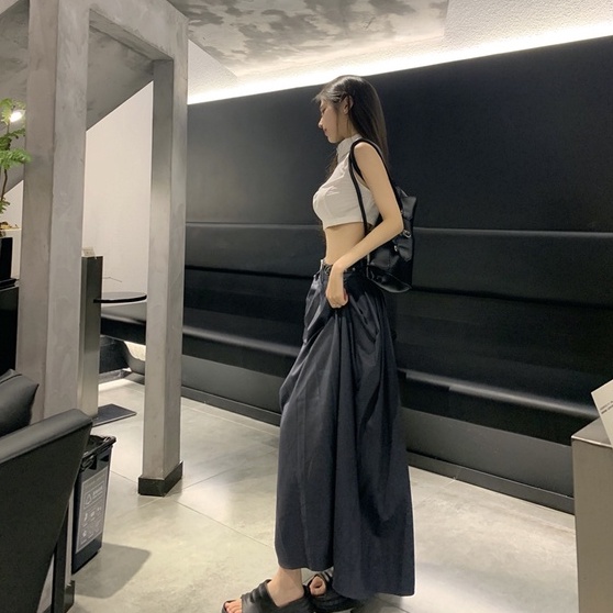 DB002 Set Croptop trắng chân váy dài đường phố thu đông hàng thiết kế cao cấp mới 2023