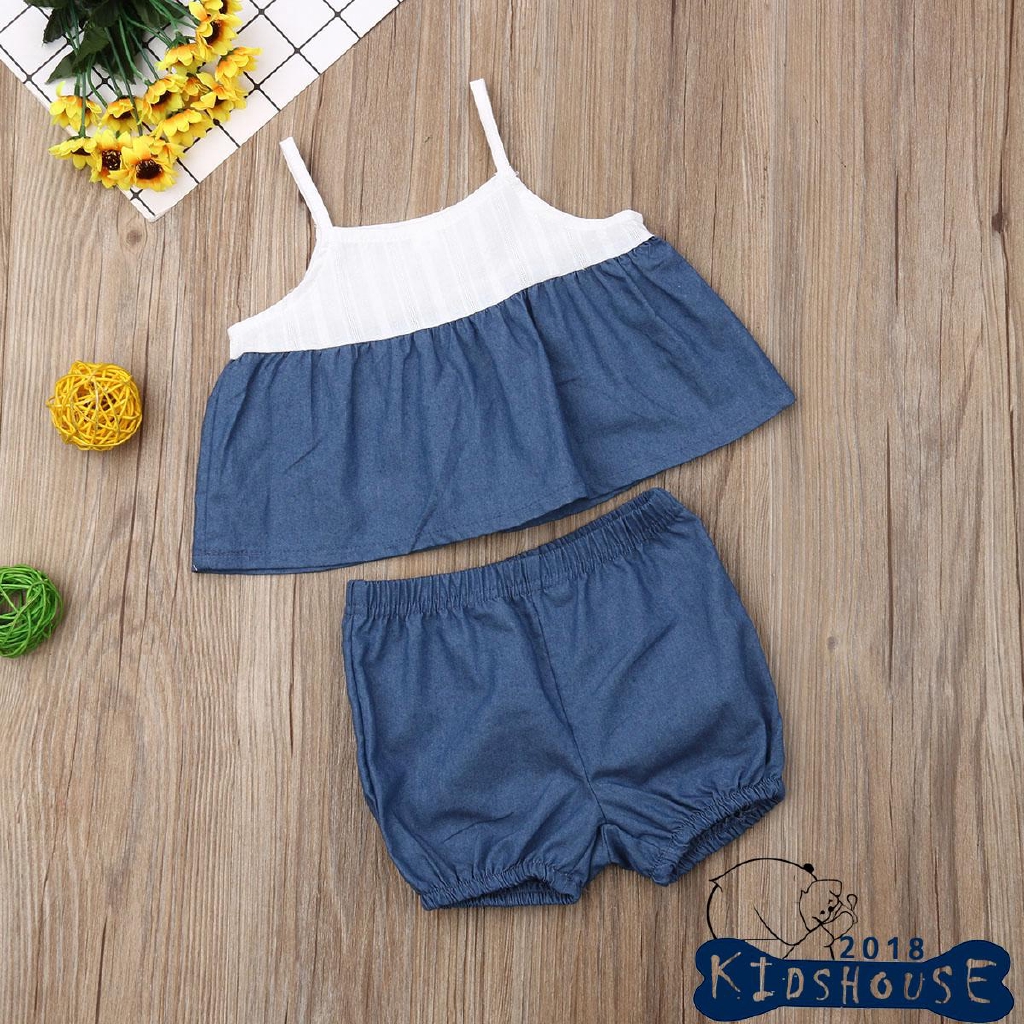 Set Áo Croptop + Quần Short Cho Bé Gái Sơ Sinh