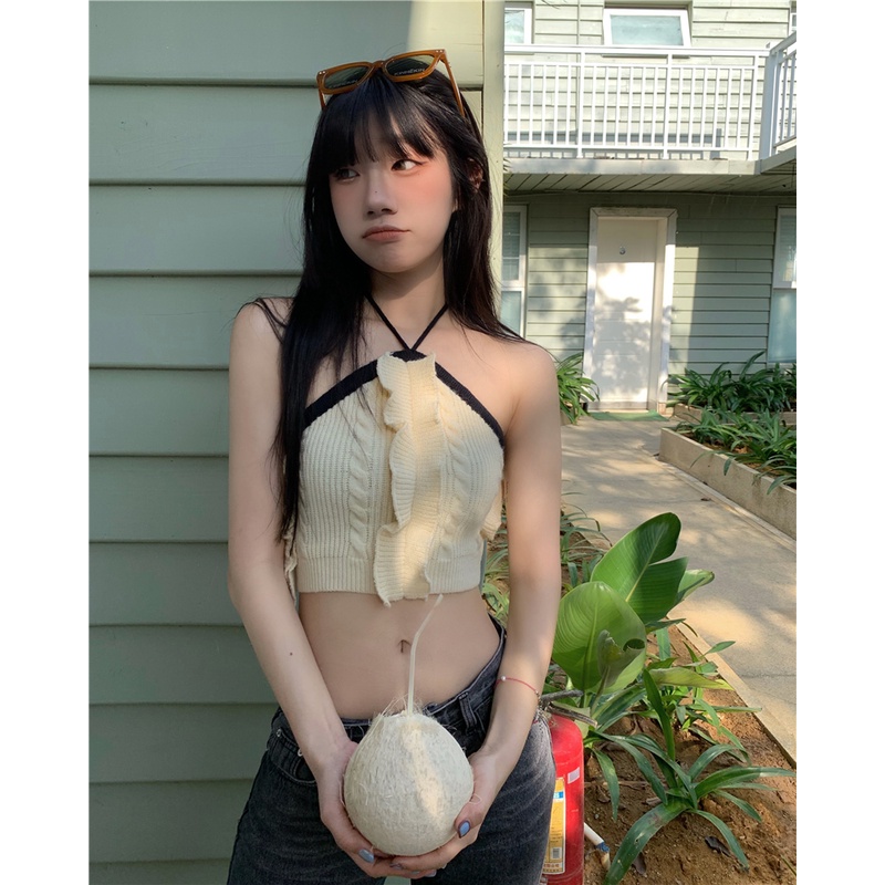 Áo Dệt Kim Hở Lưng Phong Cách Hàn Quốc Gợi Cảm Thời Trang Cho Nữ