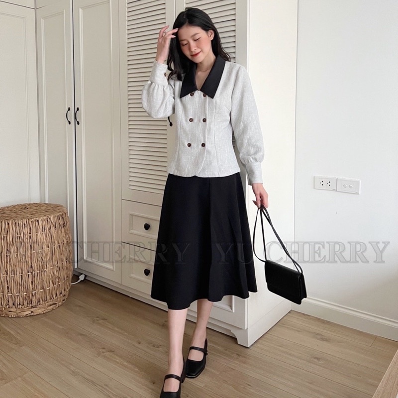 YU CHERRY | Váy midi dài nữ phù hợp cho văn phòng, sự kiện Midi Skirt YV002