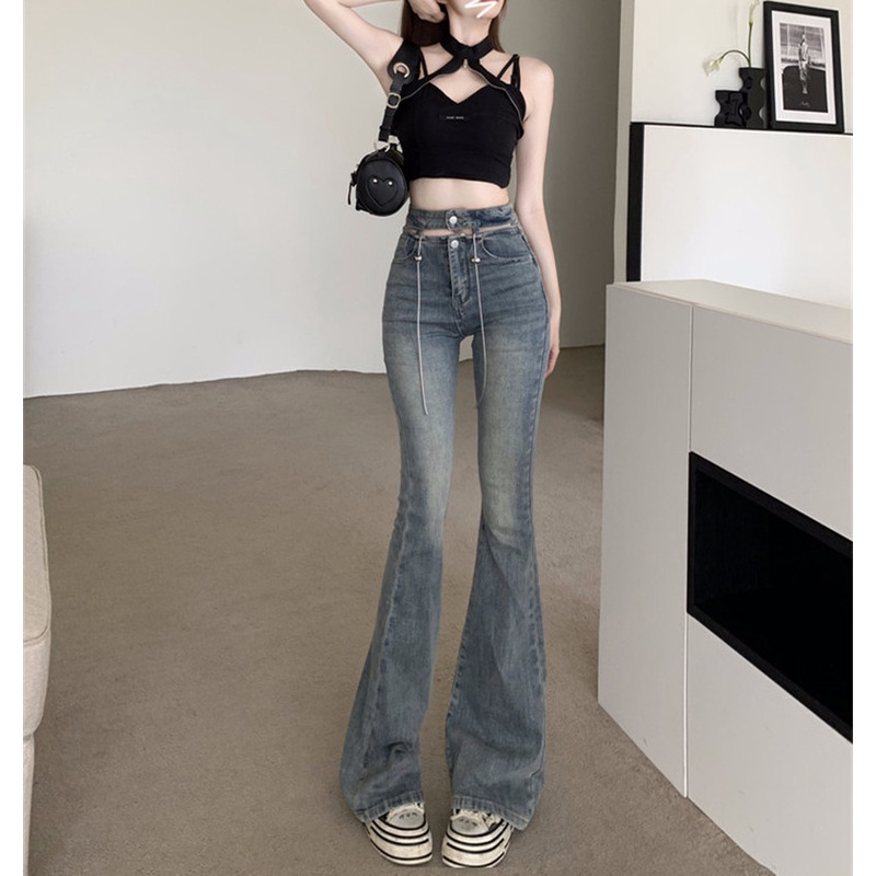 Quần Jeans Dài Lưng Cao Thời Trang Dành Cho Nữ