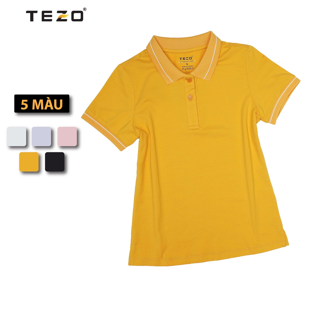 Áo polo nữ bo trơn TEZO phông nữ có cổ chất liệu cotton thoáng mát thấm hút mồ hôi 2204APCB02