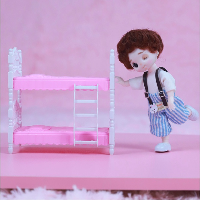 Giường Tầng Nhỏ Cho Búp Bê ob11 bjd12 phụ kiện đồ chơi búp bê barbie